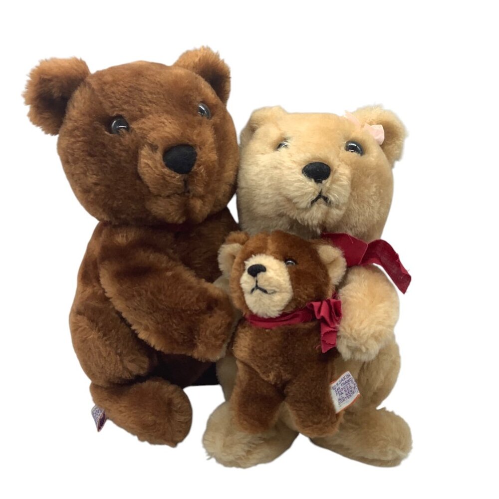 Vtg R. Dakin Three Little Bears Plush Family Trio‎ Set Stuffed Animals 11”x11”